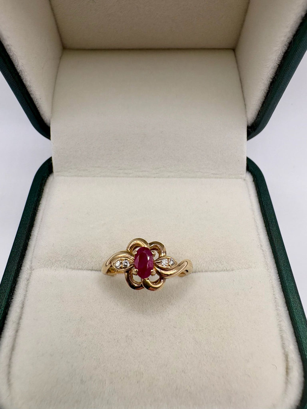 9ct gold ruby and diamond ring