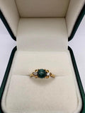9ct gold cat's eye Tourmaline and Diamond ring