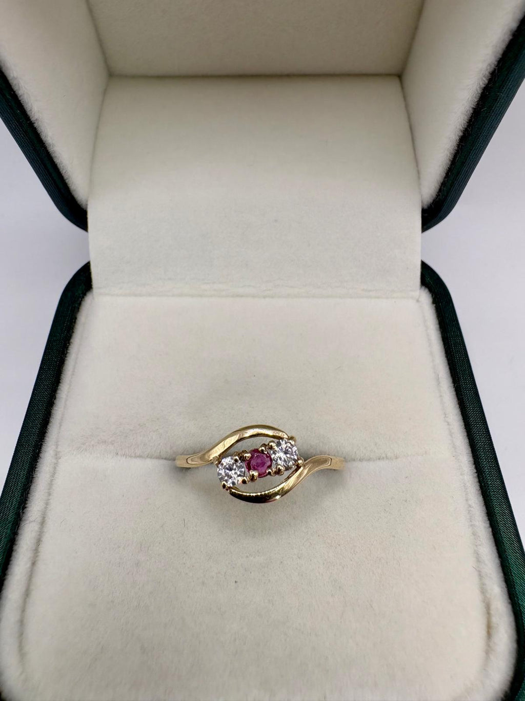9ct gold ruby and zircon ring