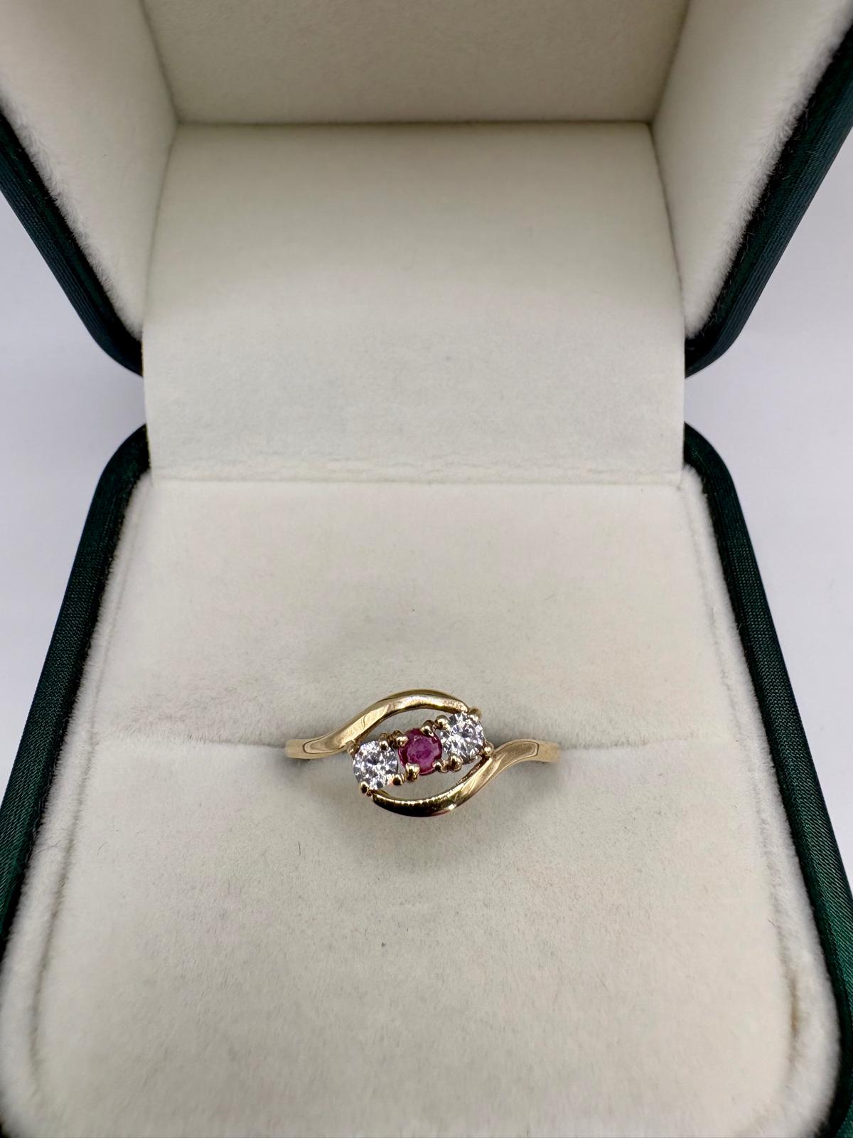 9ct gold ruby and zircon ring