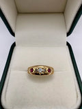18ct gold ruby and diamond gypsy ring
