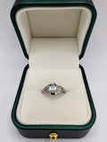 9ct white gold aquamarine and diamond ring