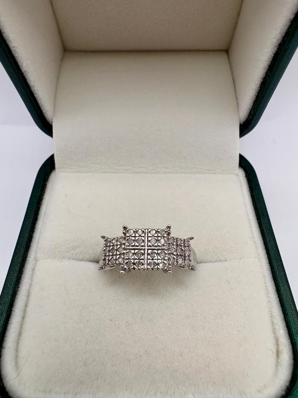 Silver diamond ring