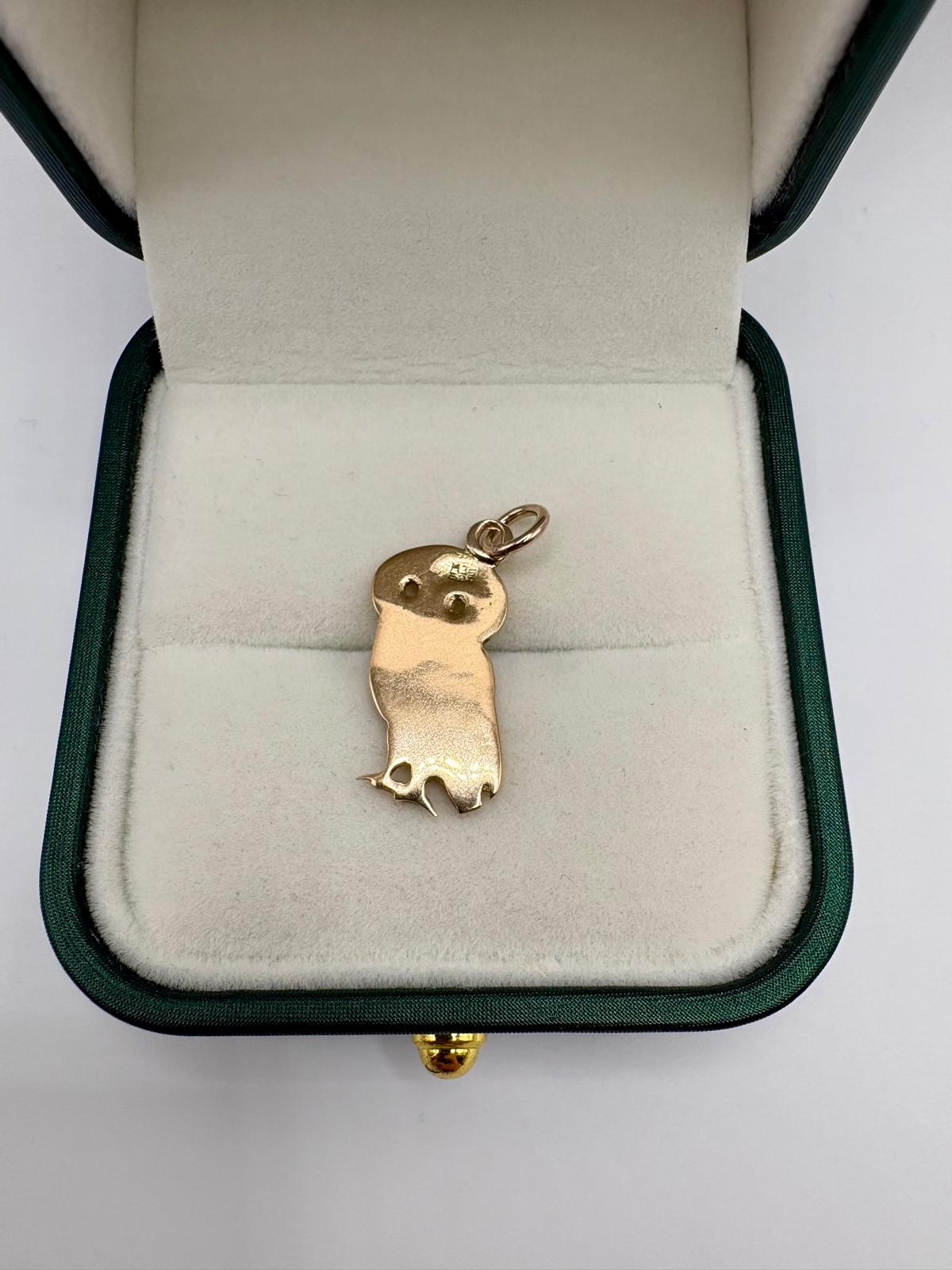 14ct gold owl pendant
