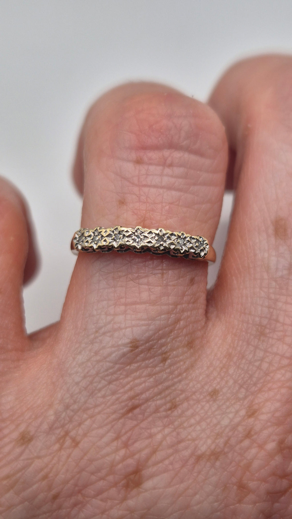 9ct gold diamond half eternity star ring