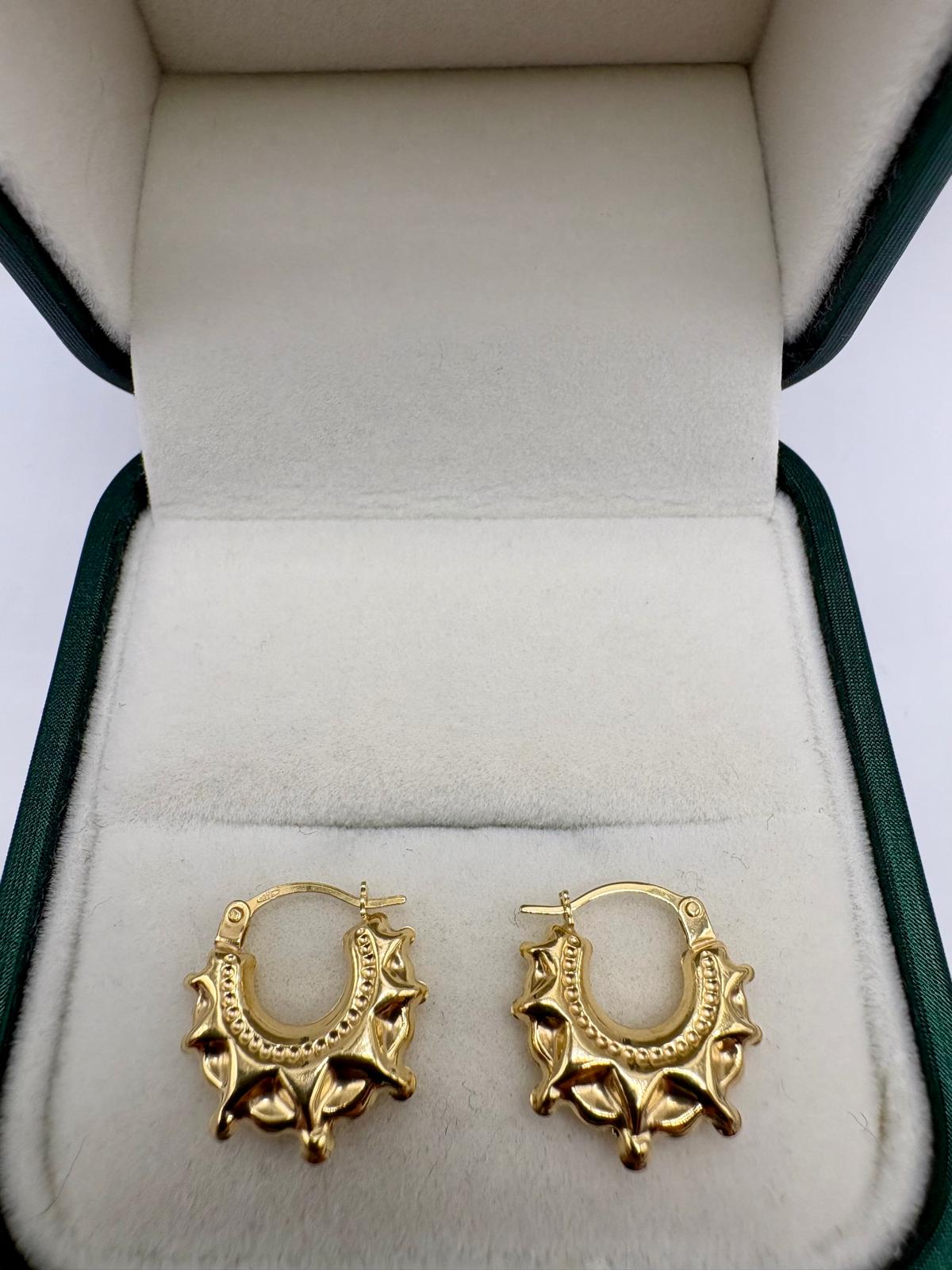 9ct gold Spike creole earrings