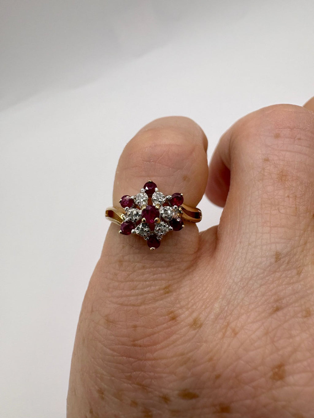 9ct gold ruby and diamond dress ring