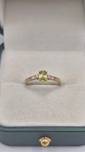 9ct gold sphene and diamond ring