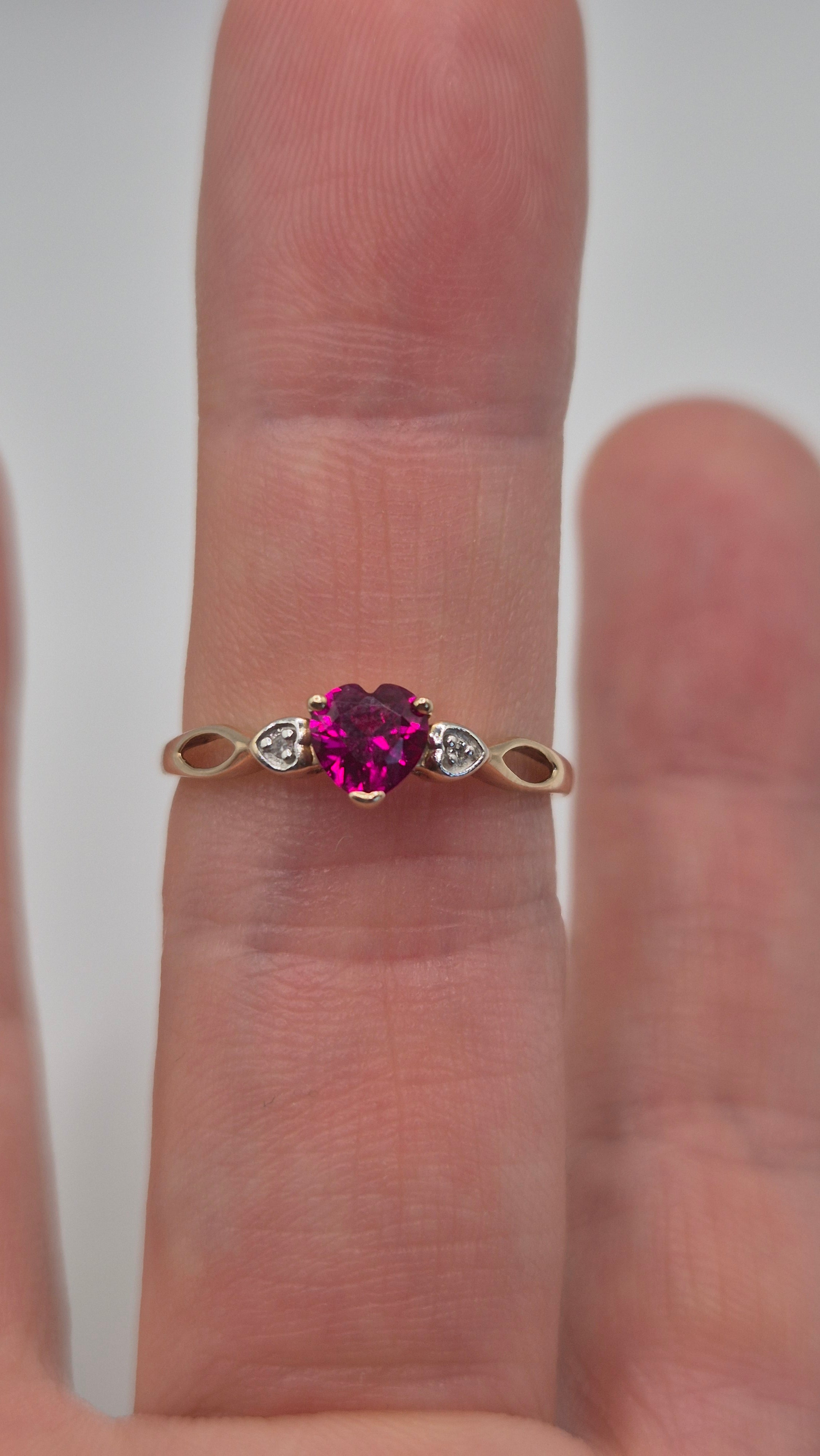 9ct gold synthetic ruby and diamond ring