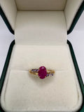 9ct gold ruby and tanzanite ring