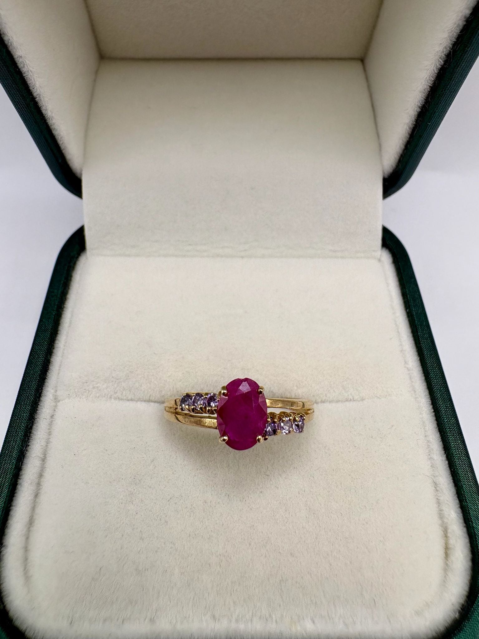 9ct gold ruby and tanzanite ring