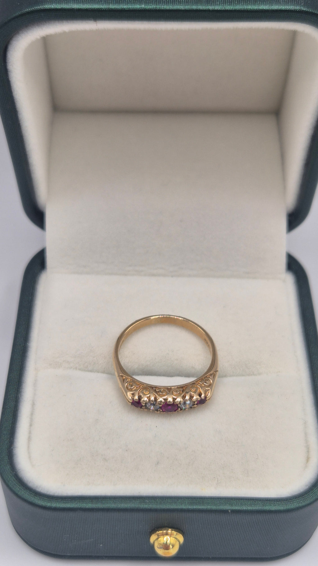 9ct gold ruby and cz ring