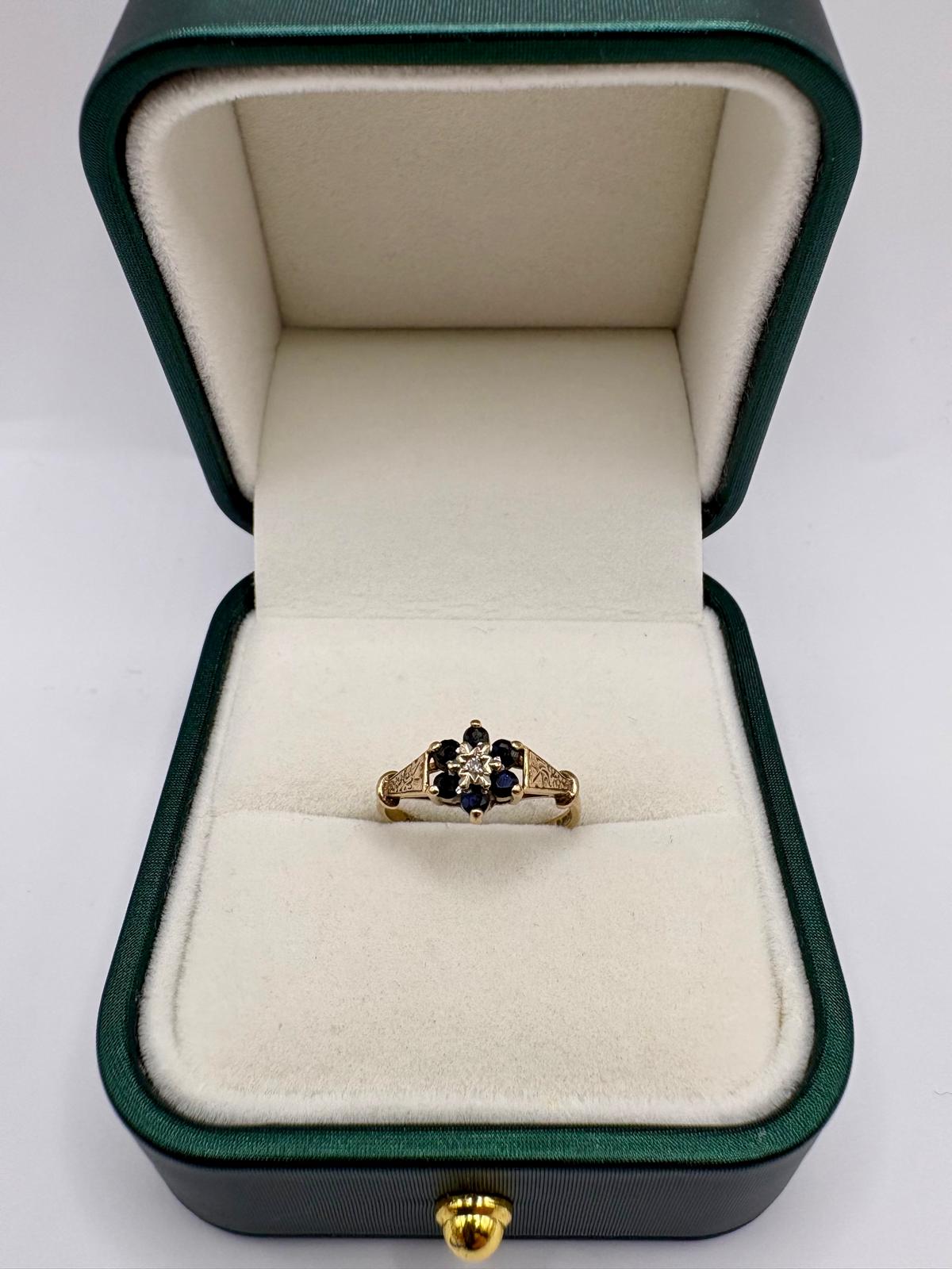 9ct gold sapphire and diamond ring
