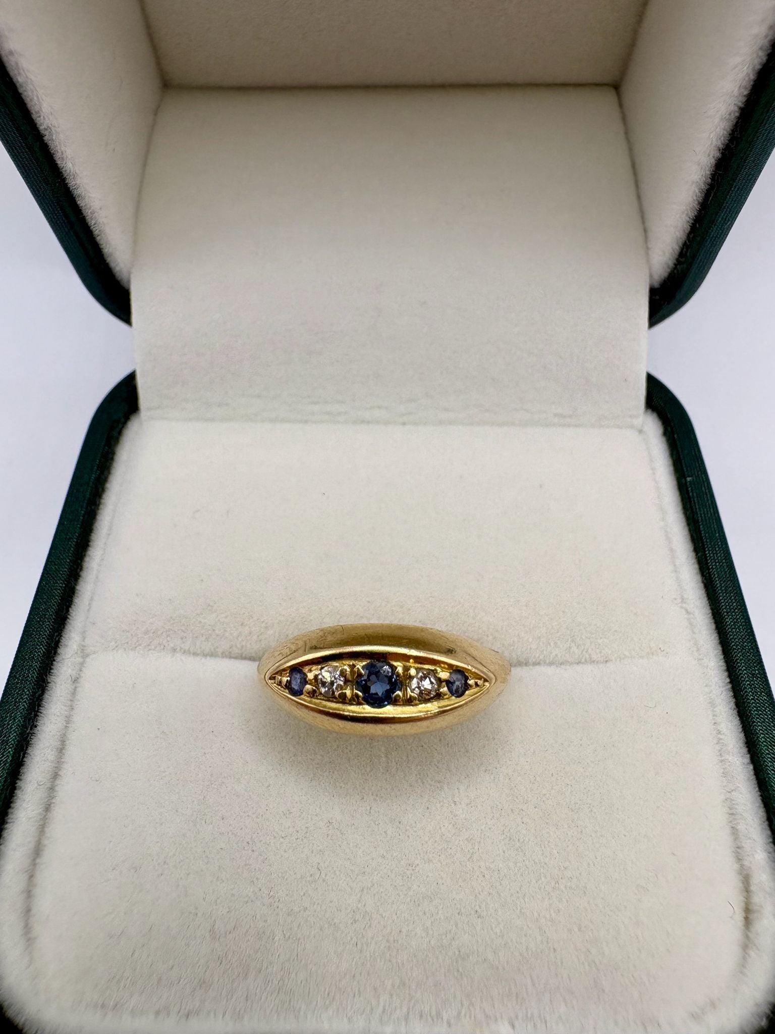 18ct gold sapphire trilogy and diamond ring