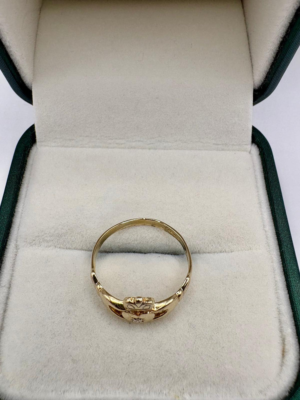 9ct gold diamond claddagh ring