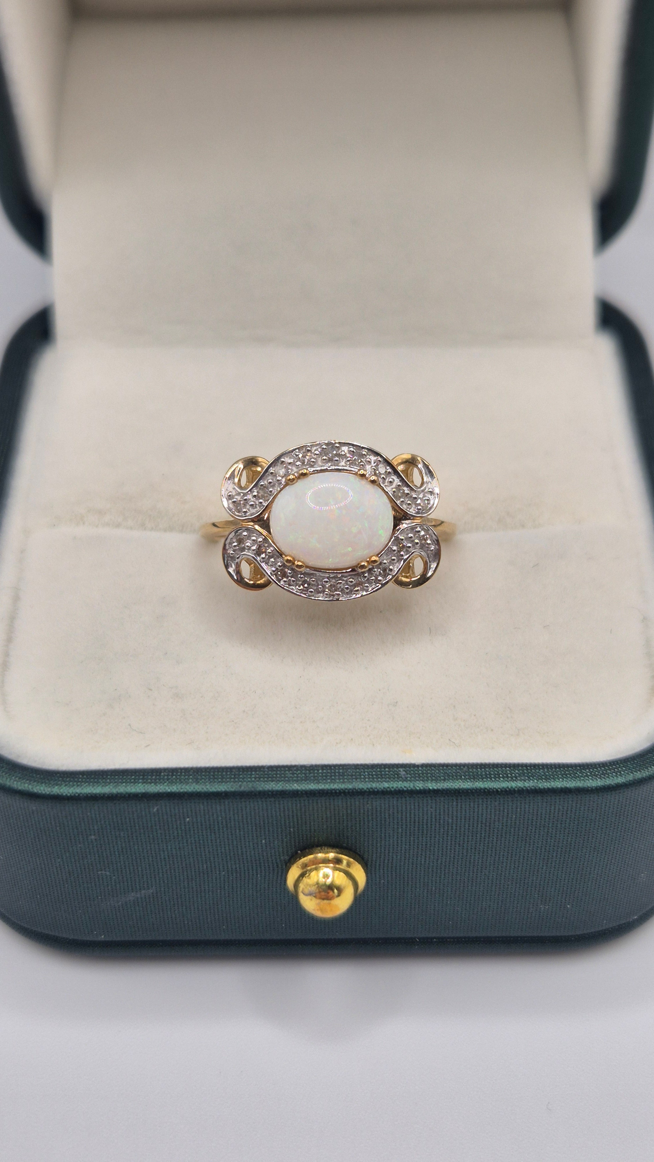 9ct gold opal and diamond ring
