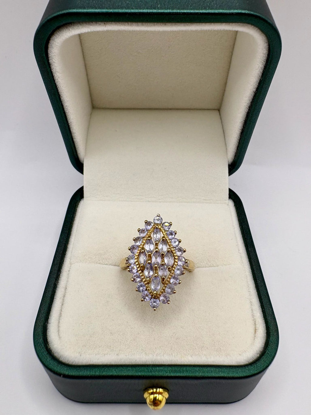 9ct gold tanzanite cluster ring