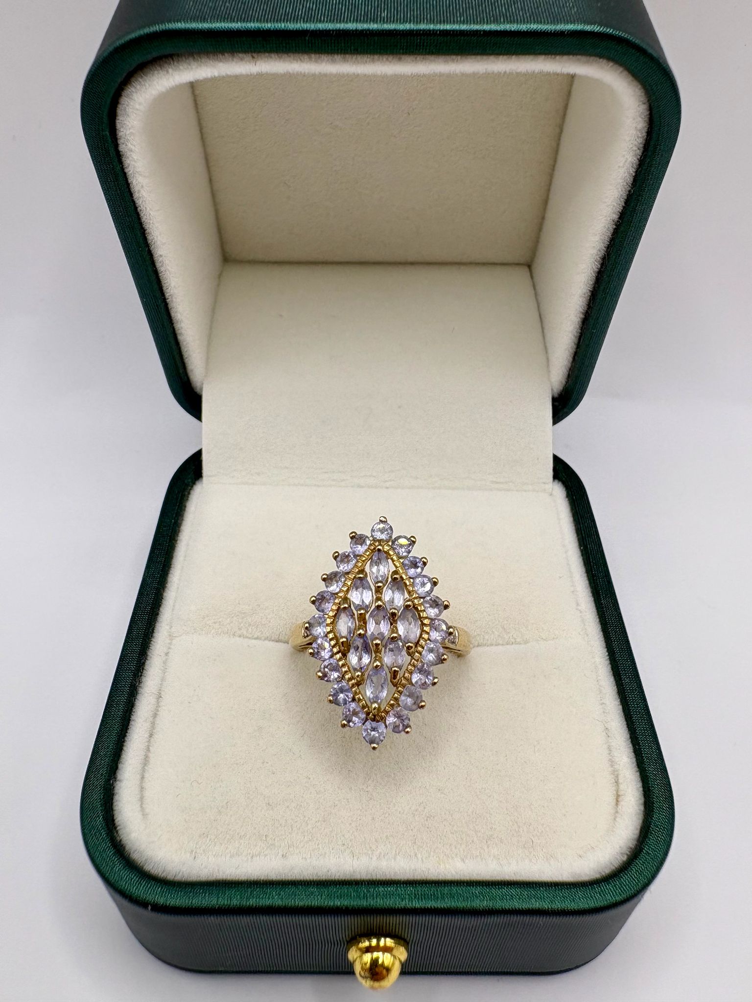 9ct gold tanzanite cluster ring