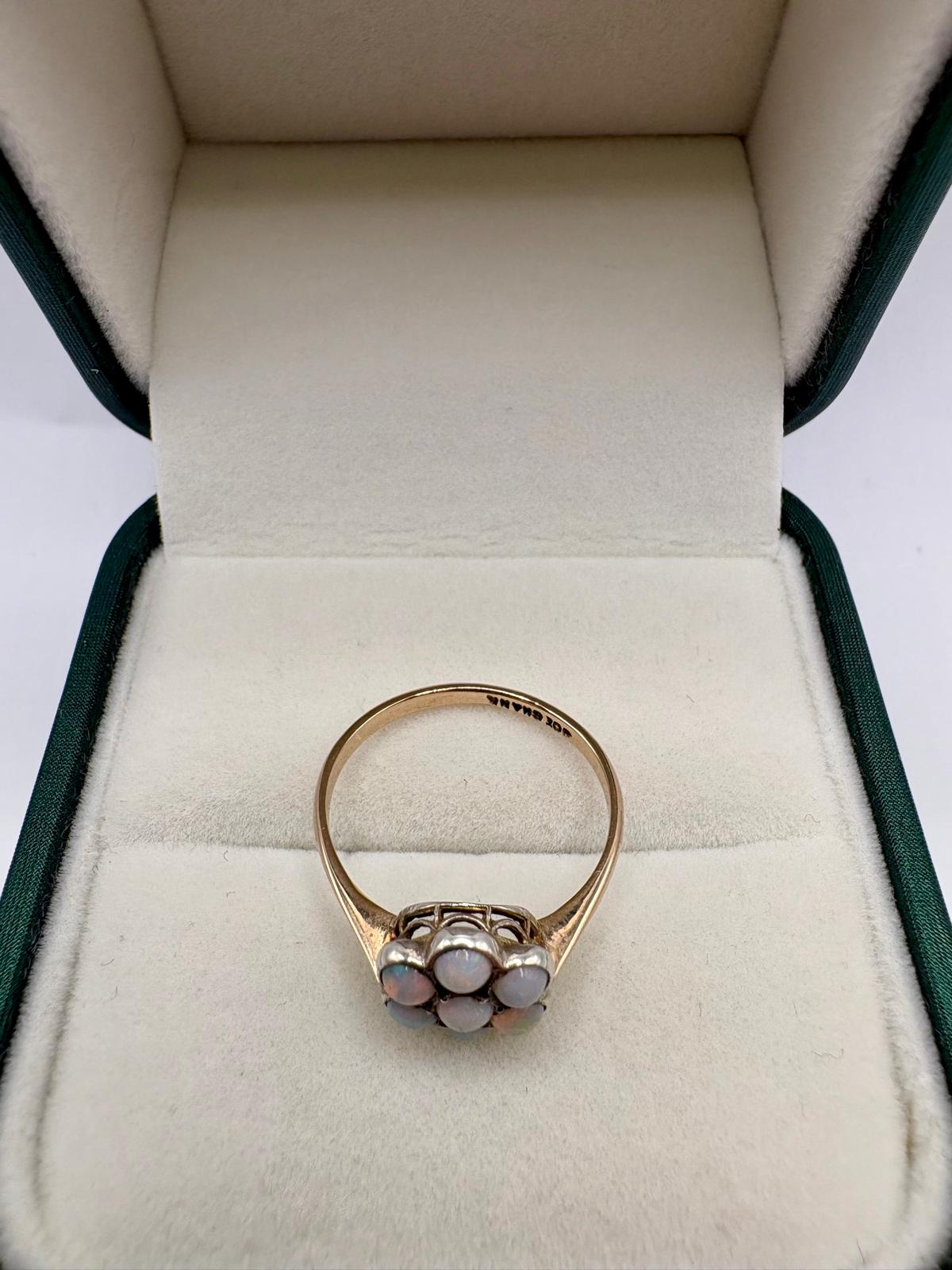 9ct gold opal daisy cluster ring