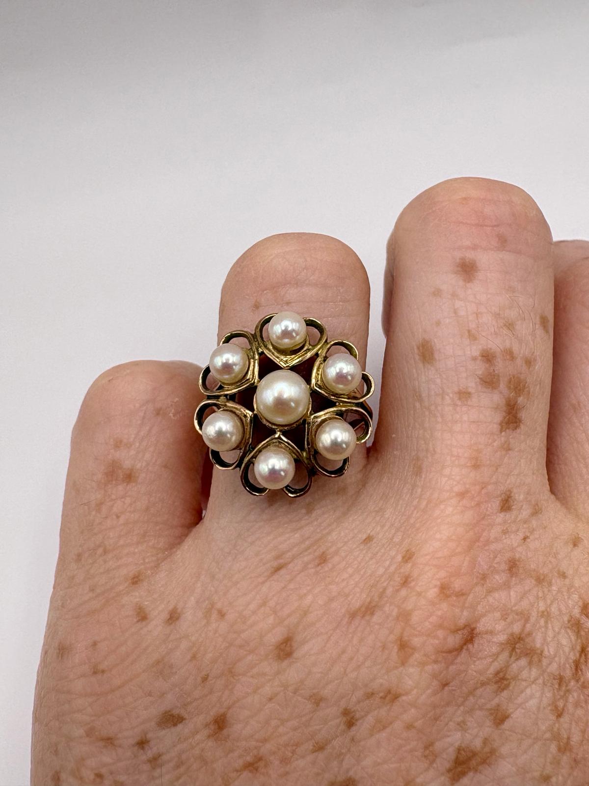 9ct gold pearl heart ring