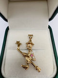 9ct gold cz witch articulated witch pendant