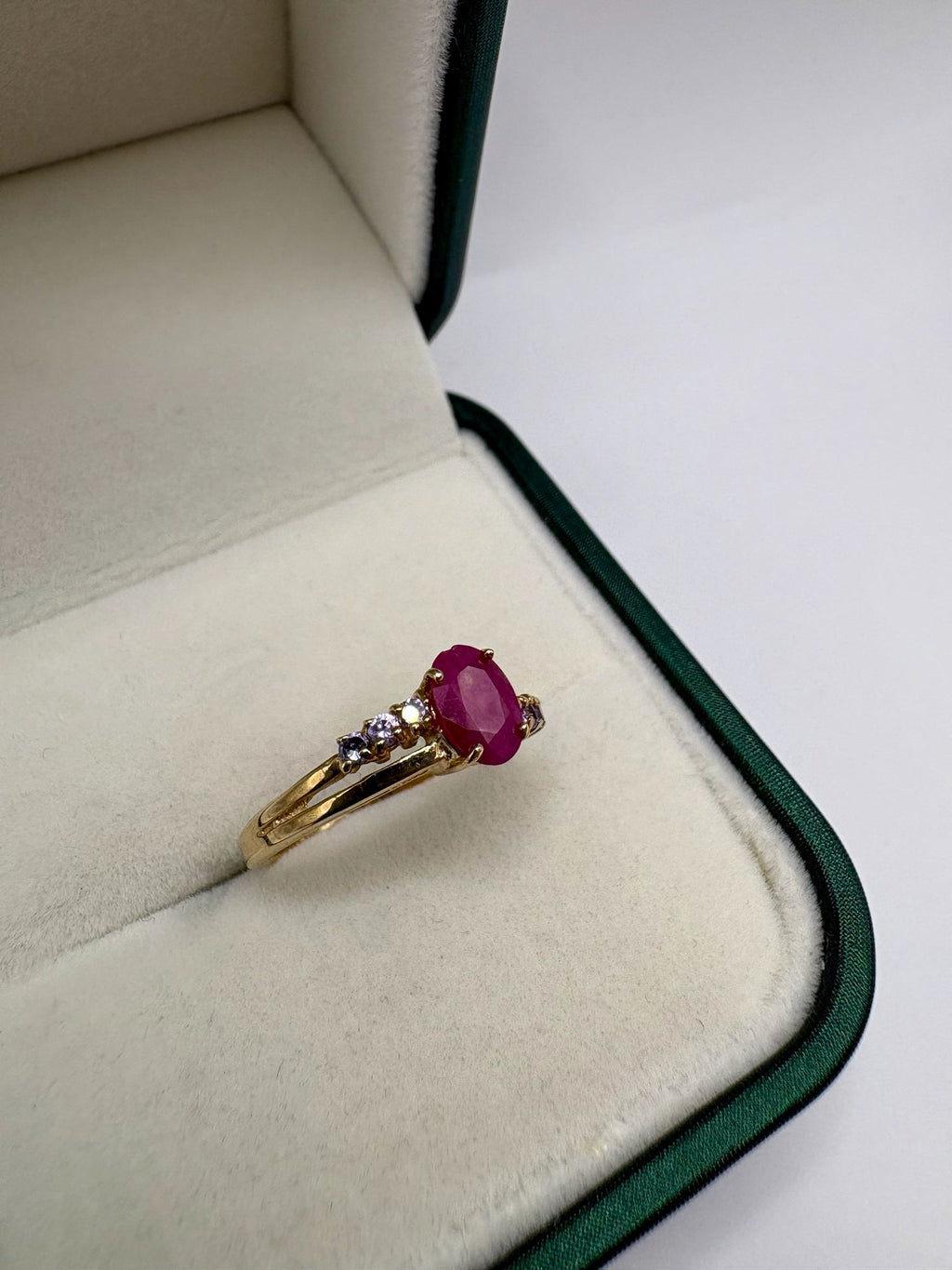 9ct gold ruby and tanzanite ring