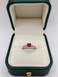 9ct gold ruby and diamond heart ring