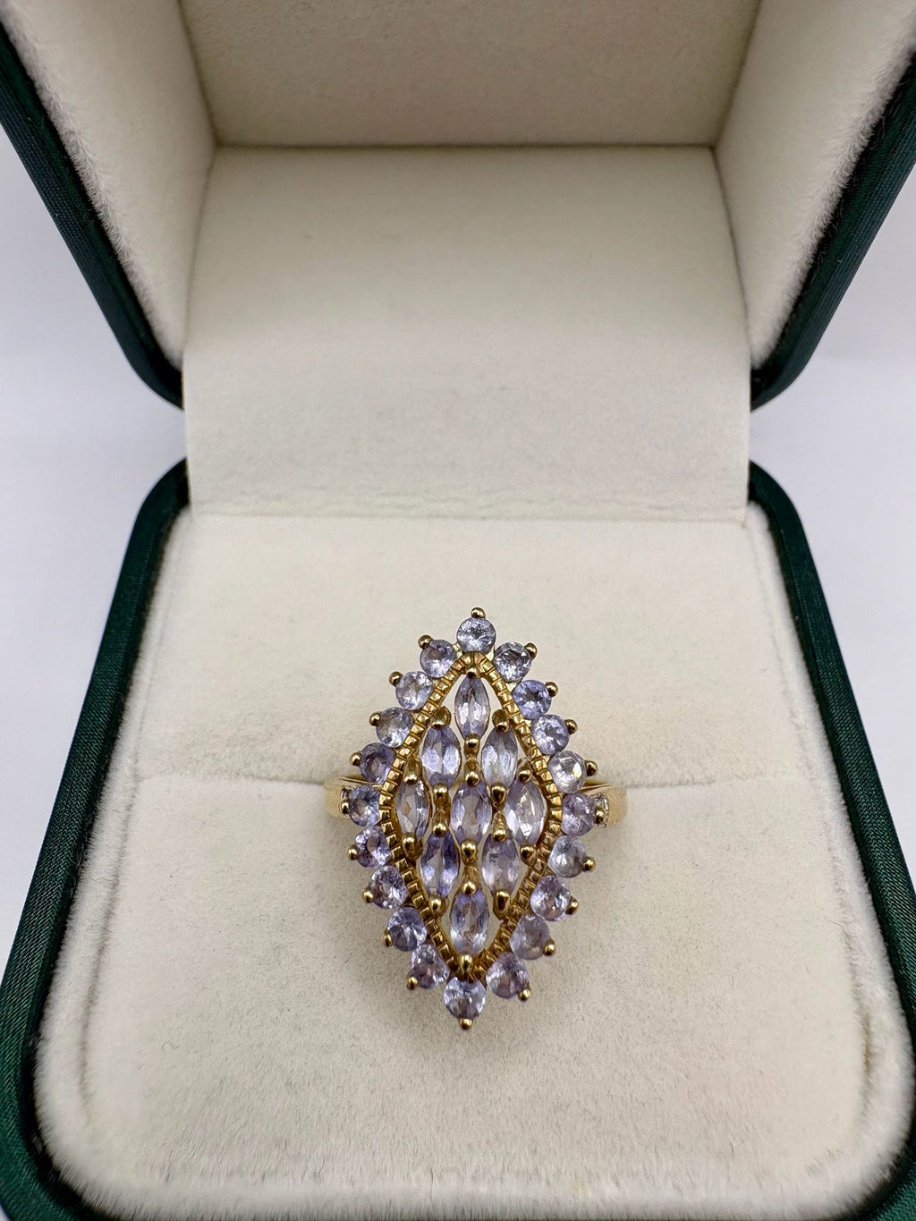 9ct gold tanzanite cluster ring