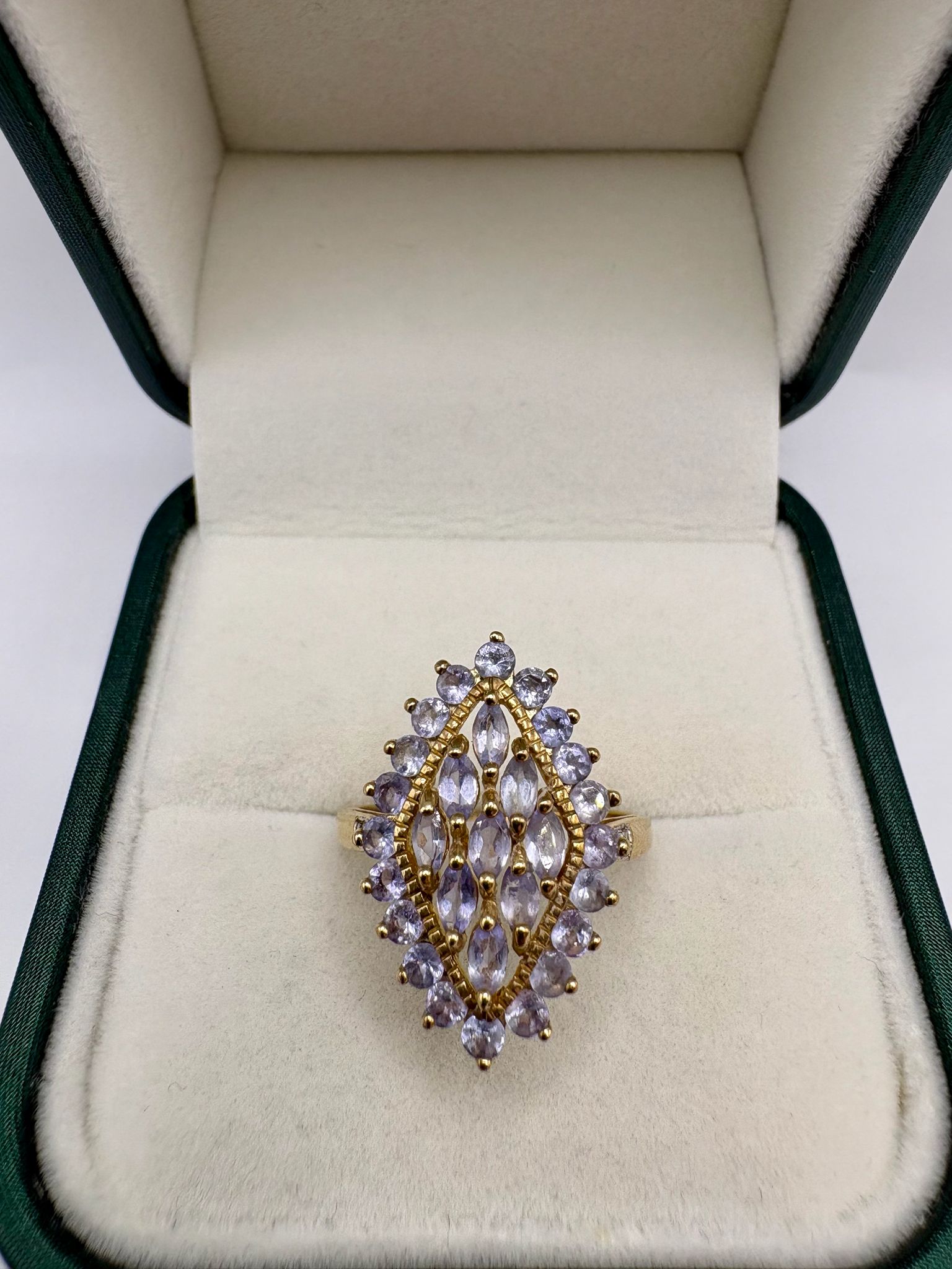 9ct gold tanzanite cluster ring