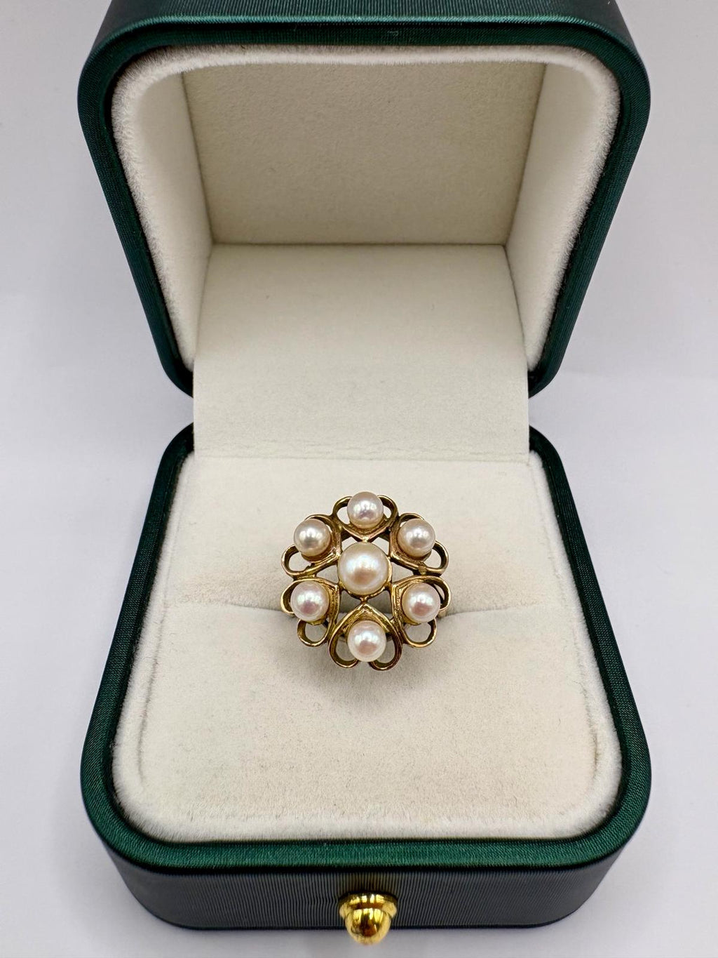 9ct gold pearl heart ring