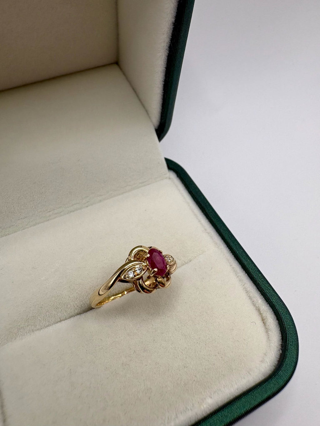 9ct gold ruby and diamond ring