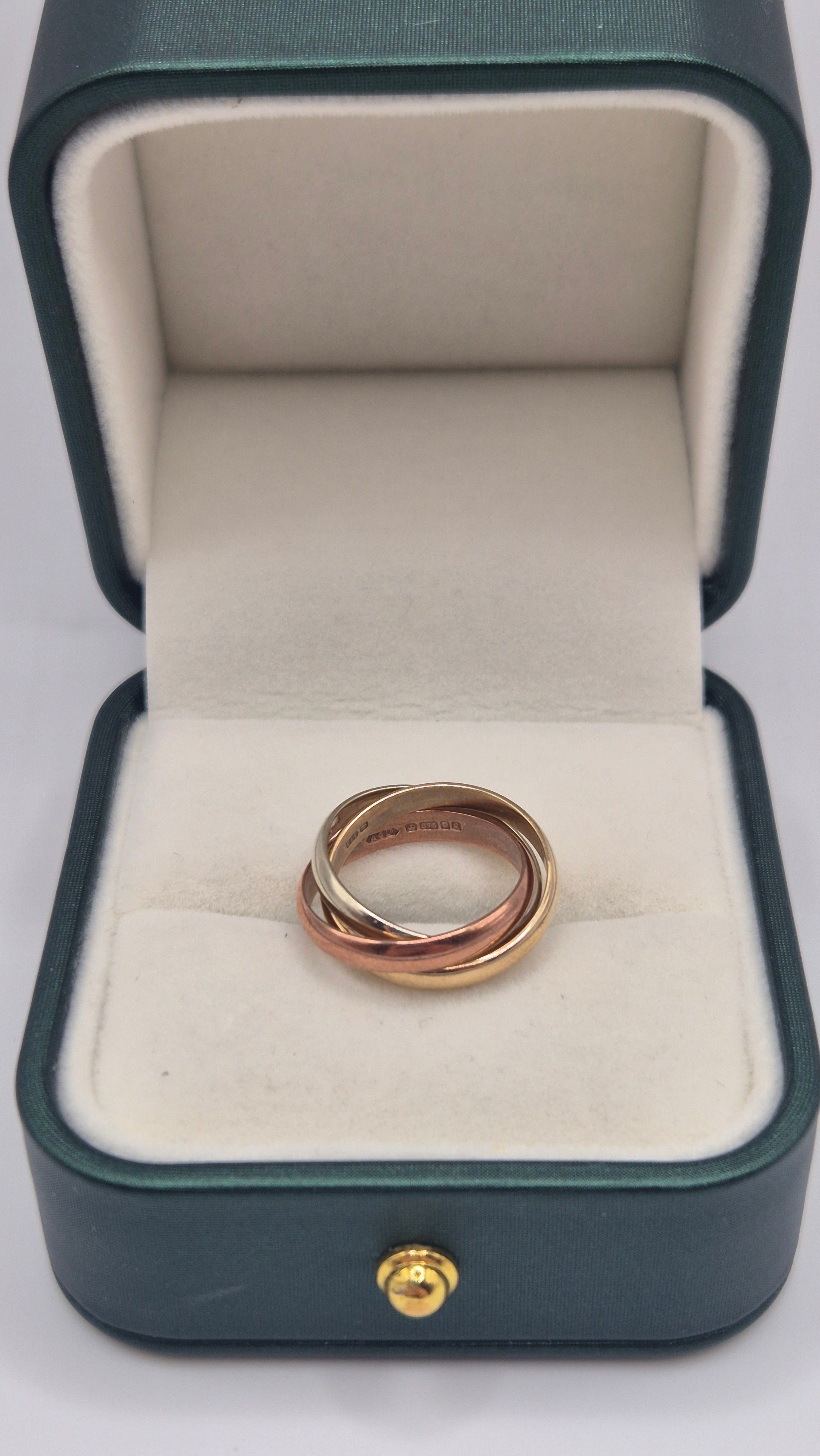 9ct tri gold Russian band ring