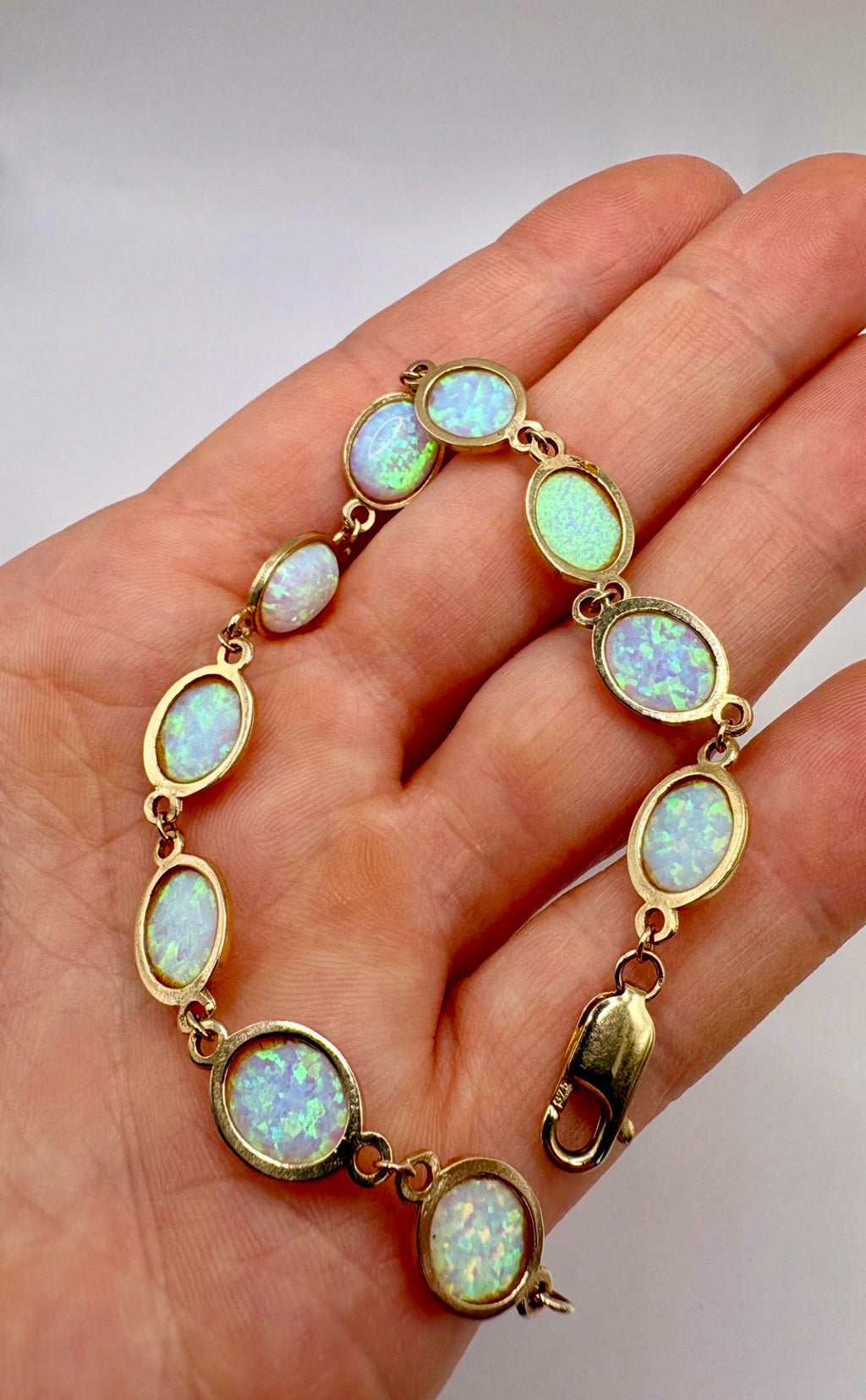 9ct gold synthetic opal bracelet