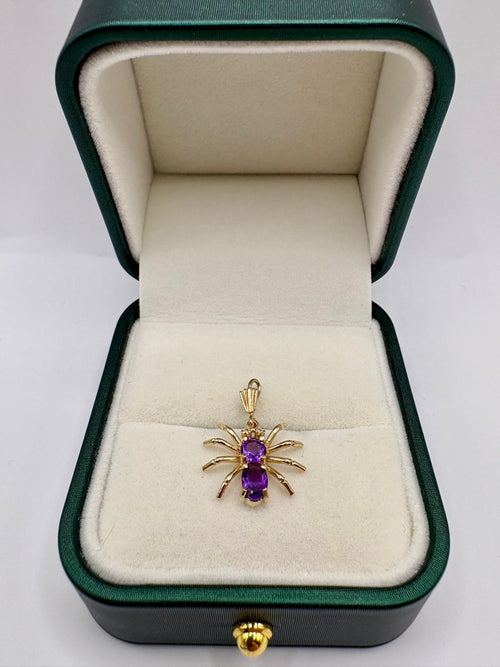 9ct gold amethyst and diamond spider pendant