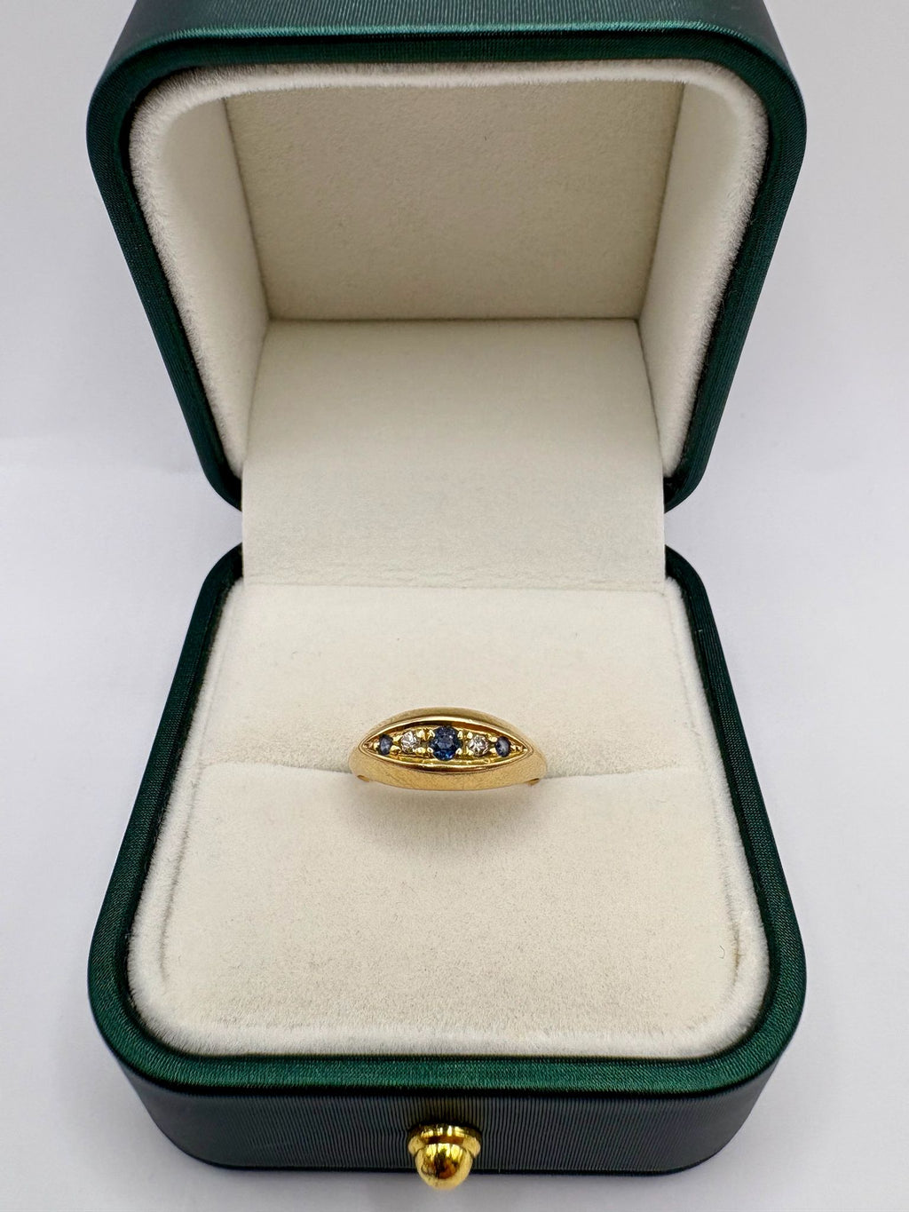 18ct gold sapphire trilogy and diamond ring