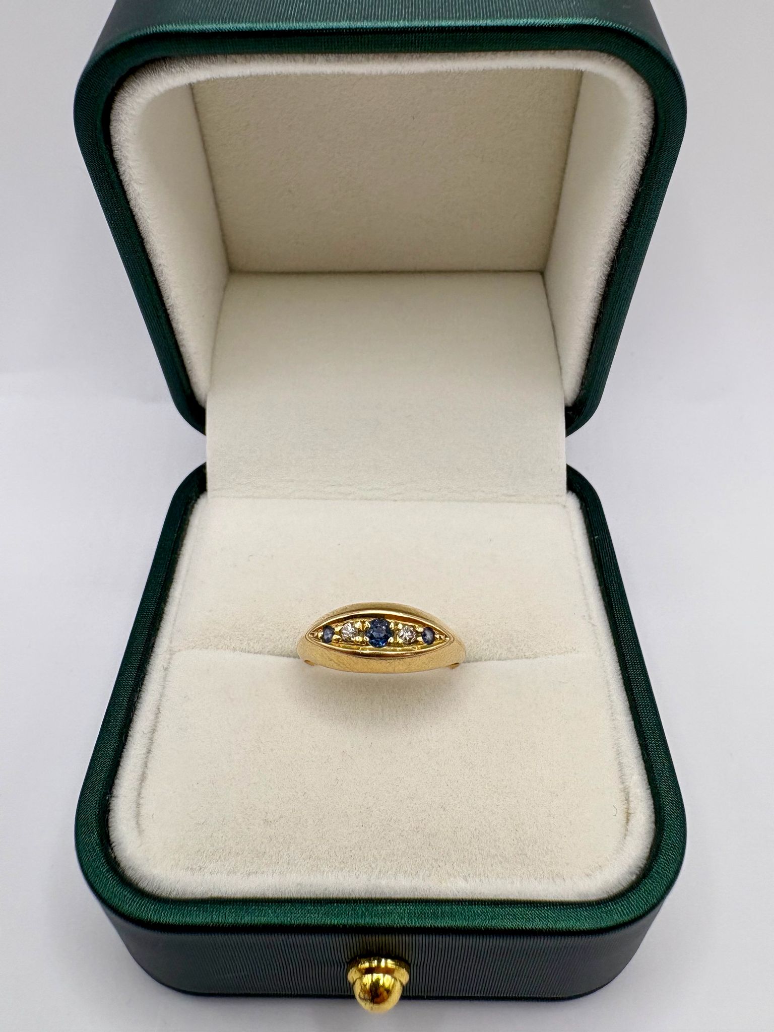 18ct gold sapphire trilogy and diamond ring