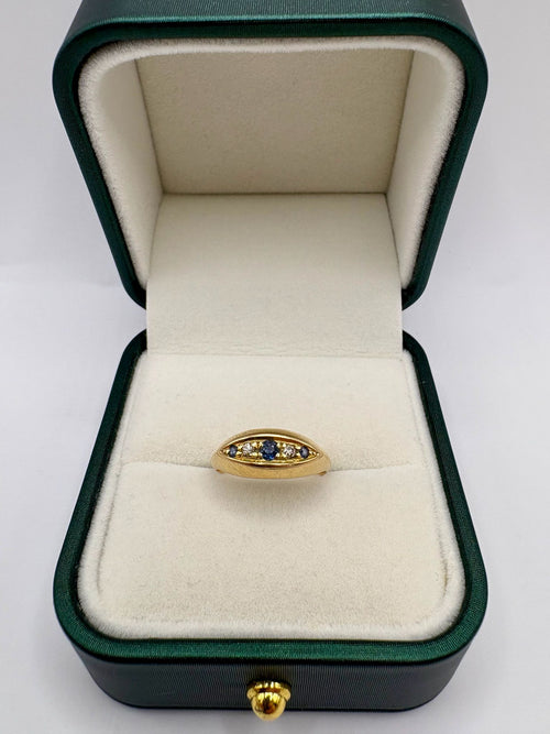 18ct gold sapphire trilogy and diamond ring