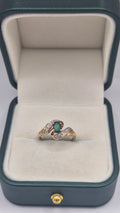 9ct gold emerald and diamond ring