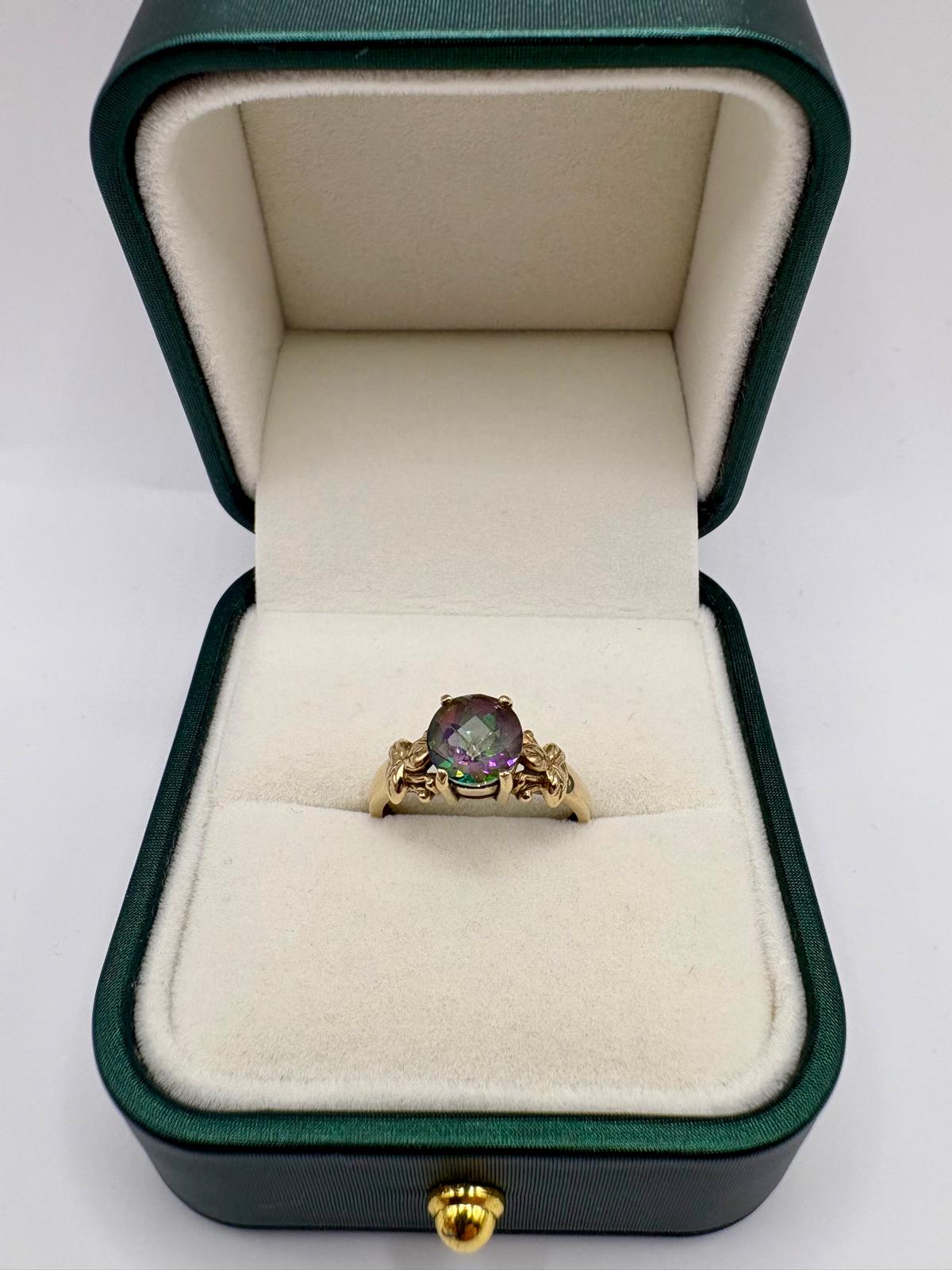 9ct gold mystic topaz ring