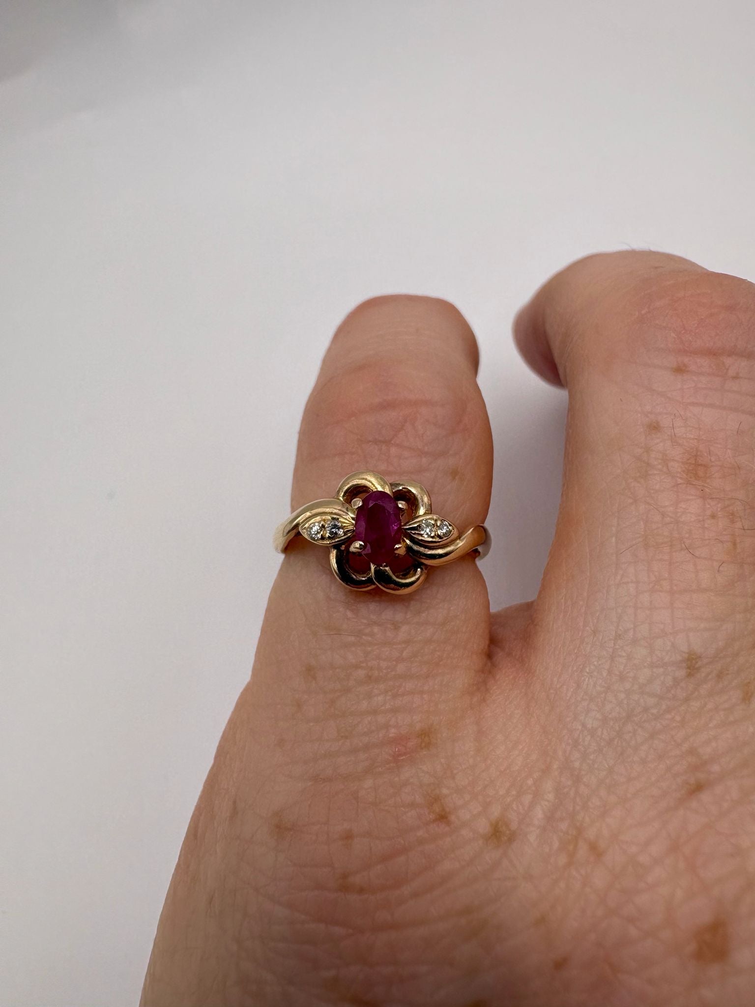 9ct gold ruby and diamond ring