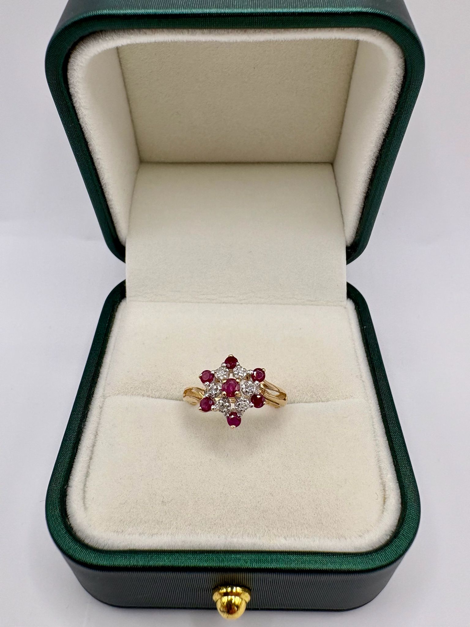 9ct gold ruby and diamond dress ring