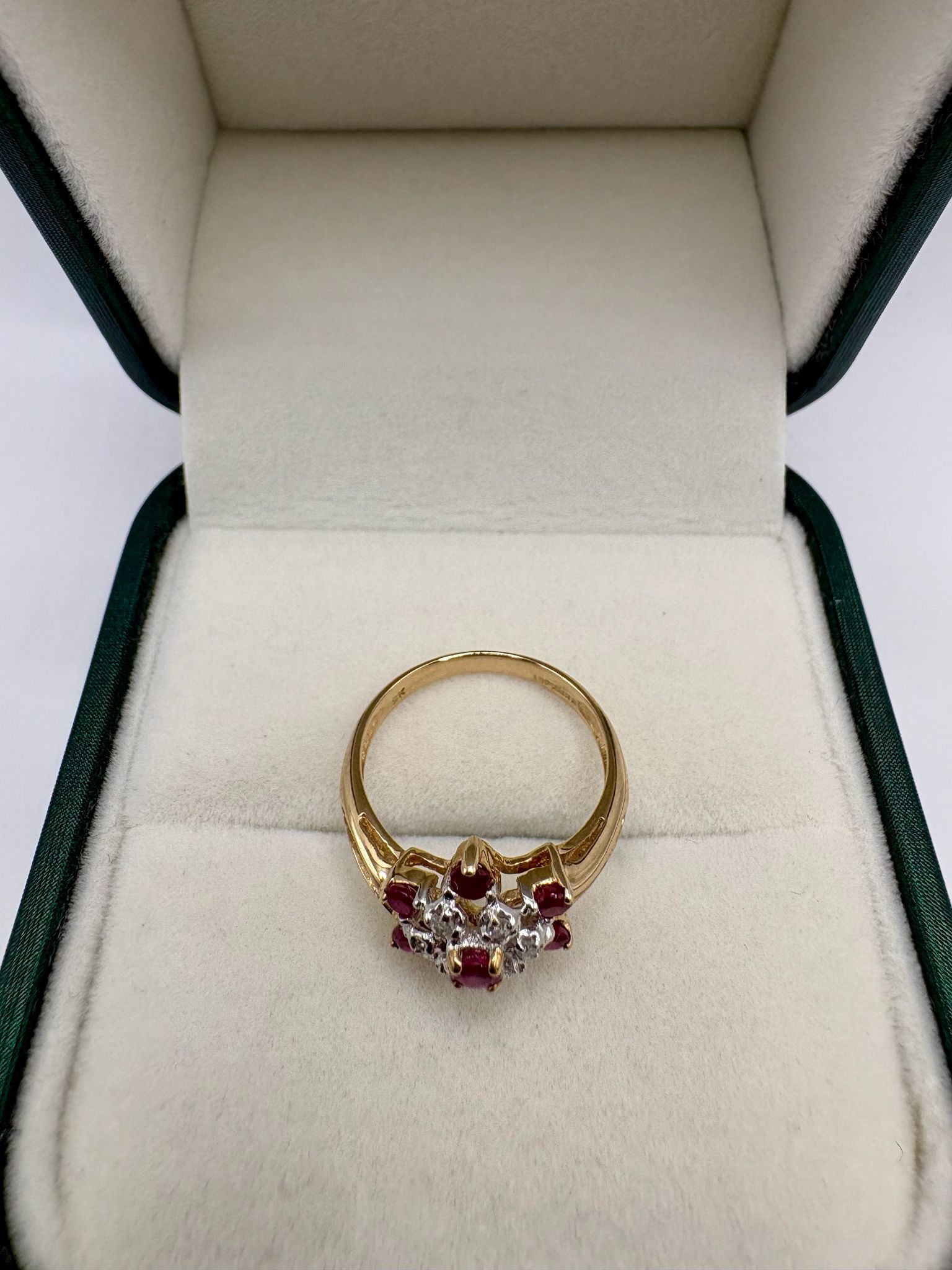 9ct gold ruby and diamond dress ring