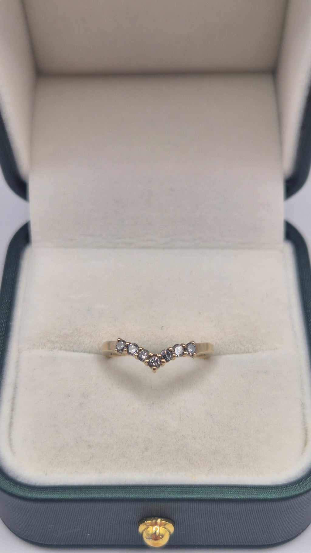 9ct gold blue diamond wishbone ring