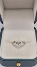 9ct gold blue diamond wishbone ring