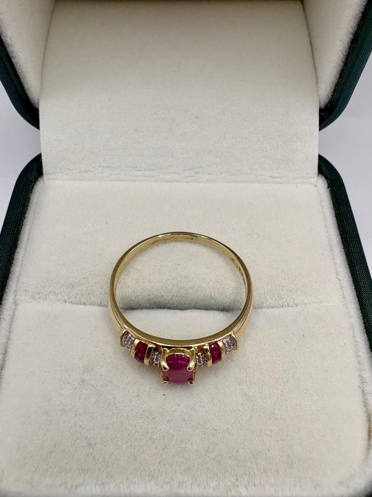 9ct gold ruby and diamond ring