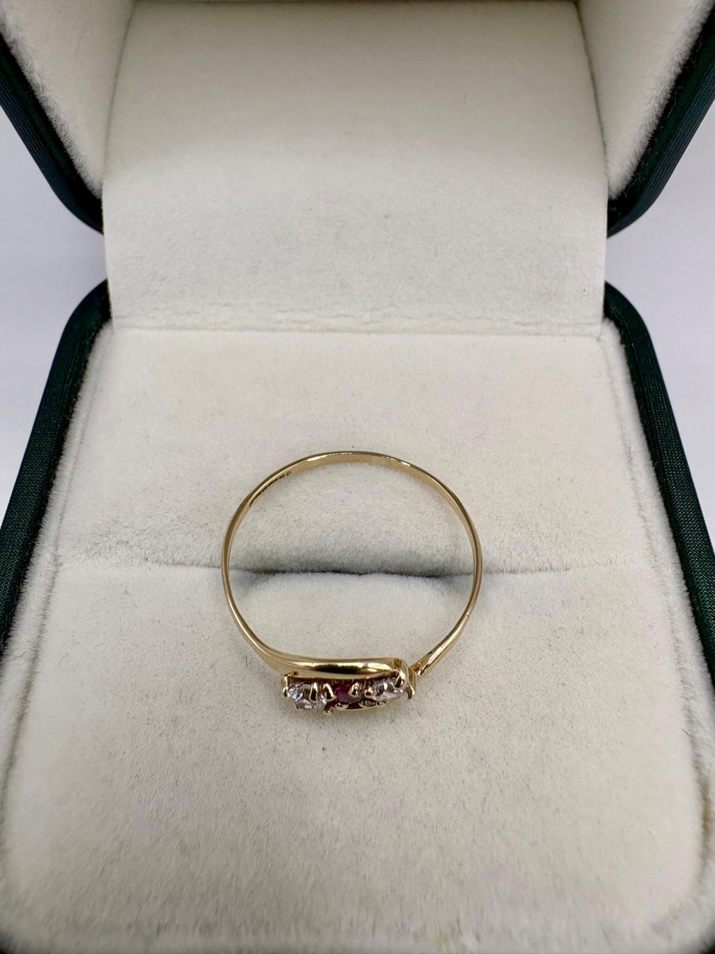 9ct gold ruby and zircon ring