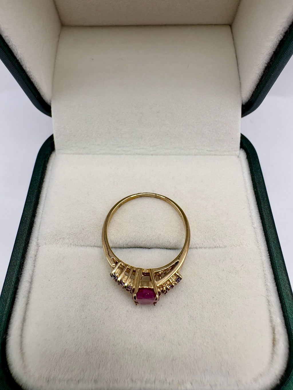 9ct gold ruby and tanzanite ring