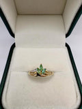 9ct gold emerald and diamond ring
