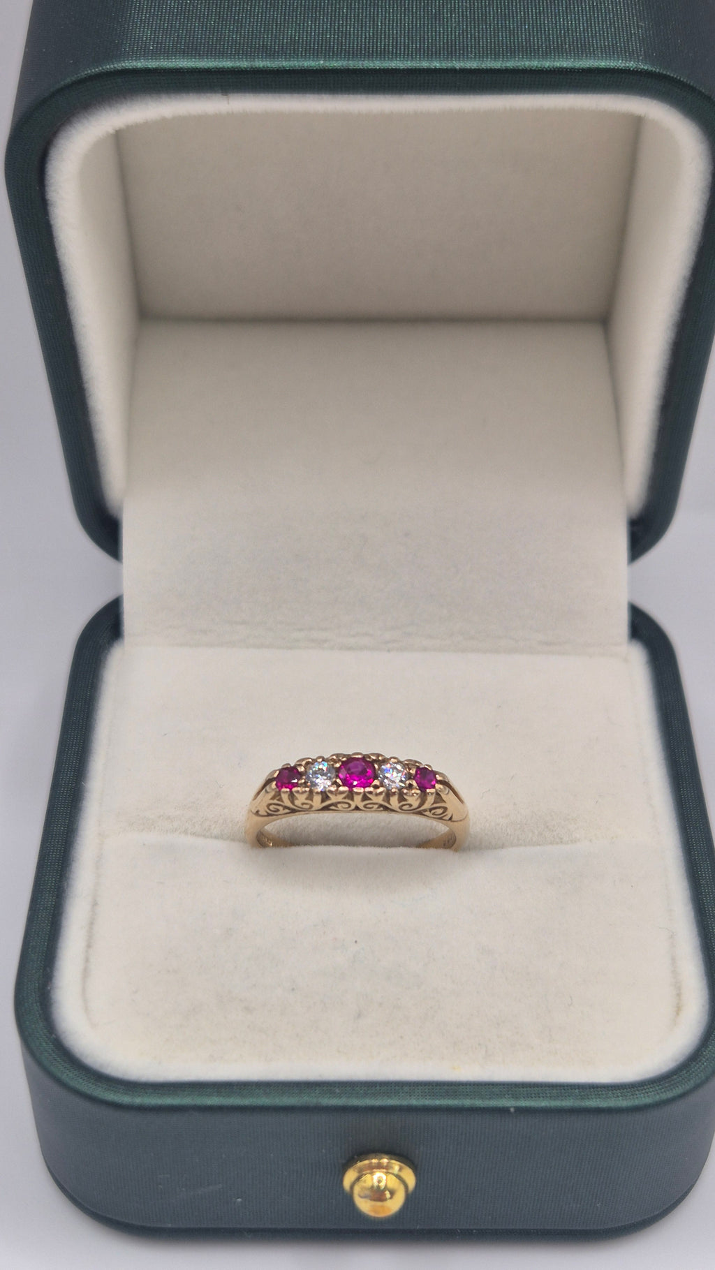 9ct gold ruby and cz ring