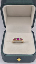 9ct gold ruby and cz ring